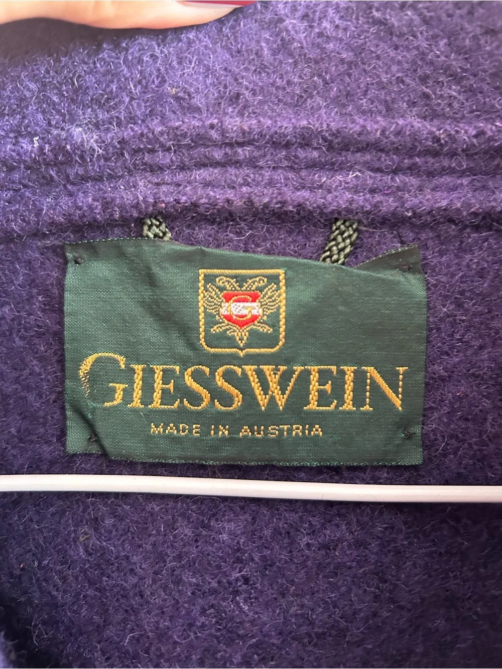 Giesswein Purple & Teal Kids Wool Pea Coat with Artist Patch